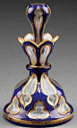 A blue cut-to-clear glass perfume bottle, 19th century