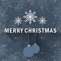 有雪花和小装饰品的圣诞贺卡。平面设计。