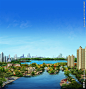 房地产园林湖景效果图