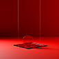 Acrylic plate, red, geometry, minimalism, technical 3D, surrealism, photography, maximum resolution, maximum perfectionism, composition of reality, professional photography, maximum focus, master's technology, best quality, flawless results, best clarity,