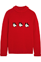 Shrimps - Hunk appliquéd wool sweater : Red wool Slips on  100% wool  Hand wash or dry clean