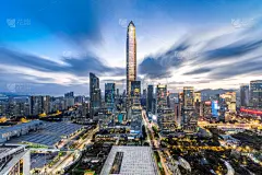 深圳,金融区,夜晚,拥挤的,活力,现代,建筑业,著名景点,户外,天空