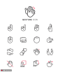 简约线条黑色线性简单手势手部图标 icon图标 线性图标