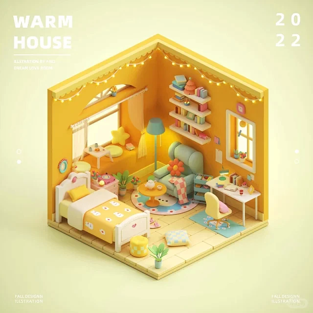 ai 立体卧室绘画 - 小红书搜索图片_作业图片素材-花瓣网