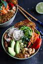 Vietnamese Chicken, Avocado, Lemongrass Spring Roll Salad with Hoisin Crackers