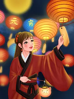 元宵节节日宣传插画