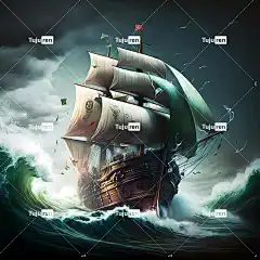 Ai产生的 卡拉维尔 船 海 海洋 波浪 波涛汹涌 暴风雨 帆