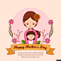 平面设计 主题 可爱 节日 母子 母亲节节日插画插画绘画
