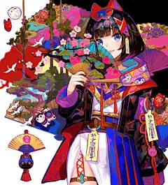 日韩插画/日系/日韩风 藤原色彩华丽的二次元天插画作品
花瓣关注原画人，推荐更多精选素材，绘画更有灵感