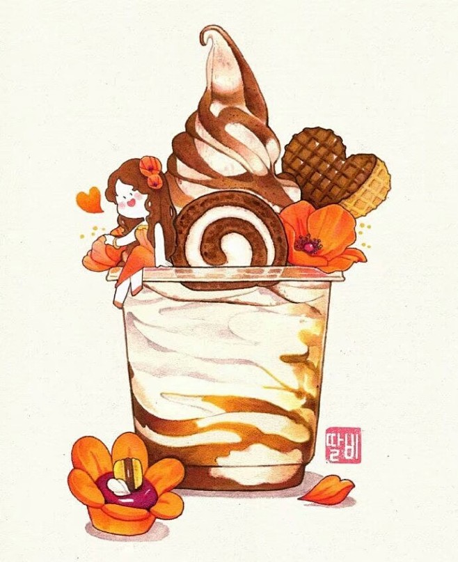 水彩插画，食物。