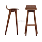 DINZ设计家定制椅子/北欧原木系列/曲木曲面矮背实木吧椅-淘宝网