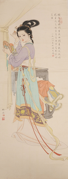 cn仕女,顾炳鑫,国画,弹琴,古筝,写意,人物画1枫杍采集到工笔 仕女