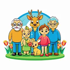 卡通人物梅花鹿娃娃插画元素