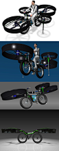 我始终有一种感觉，人类并不是一种仅仅可以在陆地上生活的动物。人类制造飞机上天、潜水艇下水，乃至坐上宇宙飞船进入太空，这些在我看来都是返祖现象。现在又有一种新的返祖现象初现端倪，有人想制造会飞的自行车。

来自捷克的一帮工程师和工业设计师正在寻求制造一款会飞的自行车，而且已经为这款自行车设计好了技术参数：

功率：50 kW
驱动：4个10kW主发动机，2个分别为3，5kW的稳定发动机
推进器：静推力螺旋推进器，直径1.3米，最高转速2500转/分钟，稳定推进器直径0.65米，推进器外面有保护壳