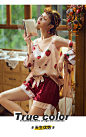 宫蝶睡衣女夏季性感丝绸短袖三件套装薄款冰丝吊带草莓家居服和服-tmall.com天猫