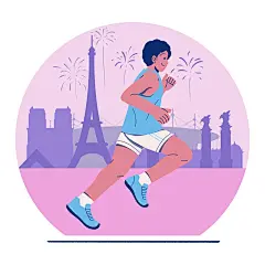 奥运会田径男子马拉松扁平风插画图片下载