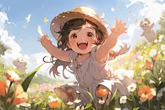 夏令营春游假期孩童郊游插画图片