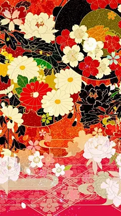 日式和风系的樱花碎花手机壁纸图片@北坤人素材