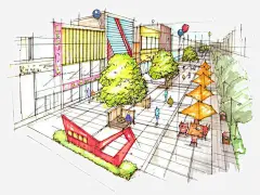 手绘风格局部商业街图案免抠素材_新图网 https://ixintu.com 商业街 图案 局部 彩绘风格 手绘商业街 手绘风格 装饰