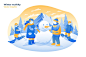 堆雪人场景化学创意插画素材下载Winter Activity - Vector Illustration