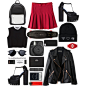 A fashion look from November 2015 featuring black tank top, biker jacket and pleated skirt. Browse and shop related looks.