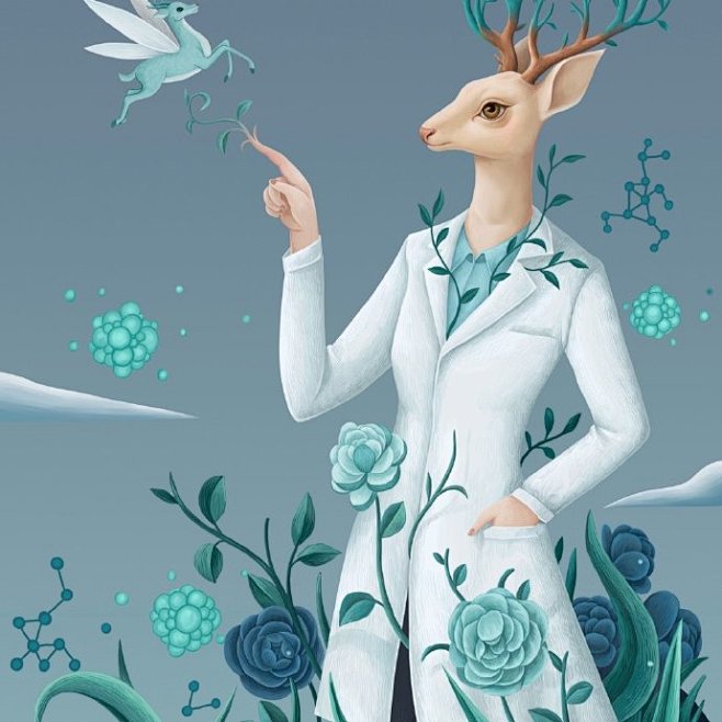 #每日一画#麓小姐 蓝色生物 O绿洲 ​...