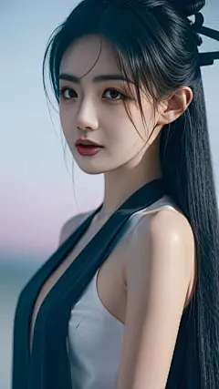 一名身穿橙色夹克和白色衬衫的女子摆姿势拍照 - SeaArt AI