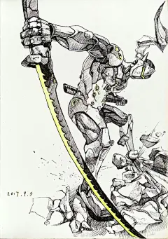 #守望先锋##源氏##岛田##手绘##摸鱼# 不行，不行，必须把画画捡起来，至少每天摸鱼#守望凉了# 我不能凉 ​​​​