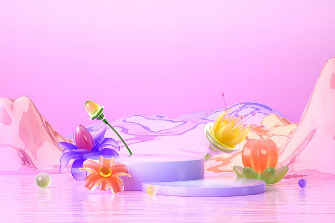 摄图网_402426862_渐变磨砂花朵...