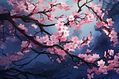简约花朵桃花花枝素材图片壁纸