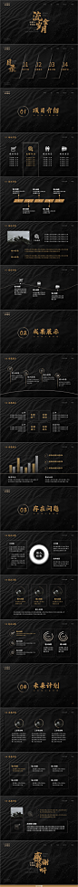 毛玻璃黑金商务风工作汇报PPT