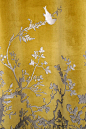 Timorous Beasties Fabric - Birdbranch Velvet Panel. Paint then stencil with brushed metal Krylon: 