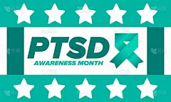 6月的PTSD宣传月。创伤后应激障碍。每年在美国庆祝。医疗保健和意识设计。海报、卡片、横幅和背景。矢