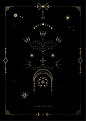 神秘魔法魔术花卉手势月亮太阳金箔透明免抠PNG图案卡片海报素材 (98)