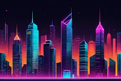 扁平风霓虹城市街道风景插画背景图
