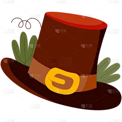 手绘-感恩节元素贴纸-帽子