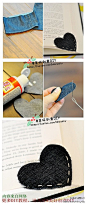 手工DIY 用剩下的边角料做一个爱心书签【牛仔布料】