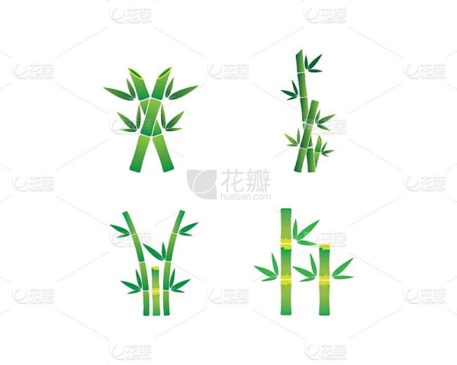 带有绿叶的竹叶矢量图标素材-花瓣网