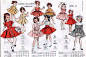 20世纪60年代欧洲小姑娘们的群衣插图图解 ​​​​
