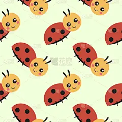 一个可爱的瓢虫无缝图案。一个无止境的背景与一个bug缝纫儿童服装，印刷在纺织品和包装纸上。