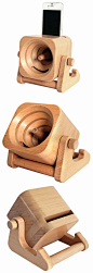 Wooden Turbo Prop Engine Speaker Sound Amplifier Stand Dock for SmartPhone