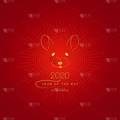 2020,矢量,老鼠,图标,式样,极简构图,红色背景,品牌名称,鼠年,传统