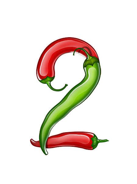 png艺术字创意卡通辣椒文字蔬菜食材数字阿拉伯数字2