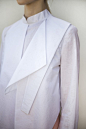 #衬衫##shirt#White shirt reinvented with geometric panel; innovative pattern cutting; origami fashion design detail // Sofija Urumovic: 