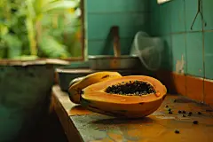 新鲜海南红心木瓜水果图片