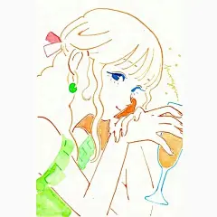 くまそ?う：偏爱少女风，柔和的线条勾勒出女孩的面庞，色彩点睛，风格清新唯美。