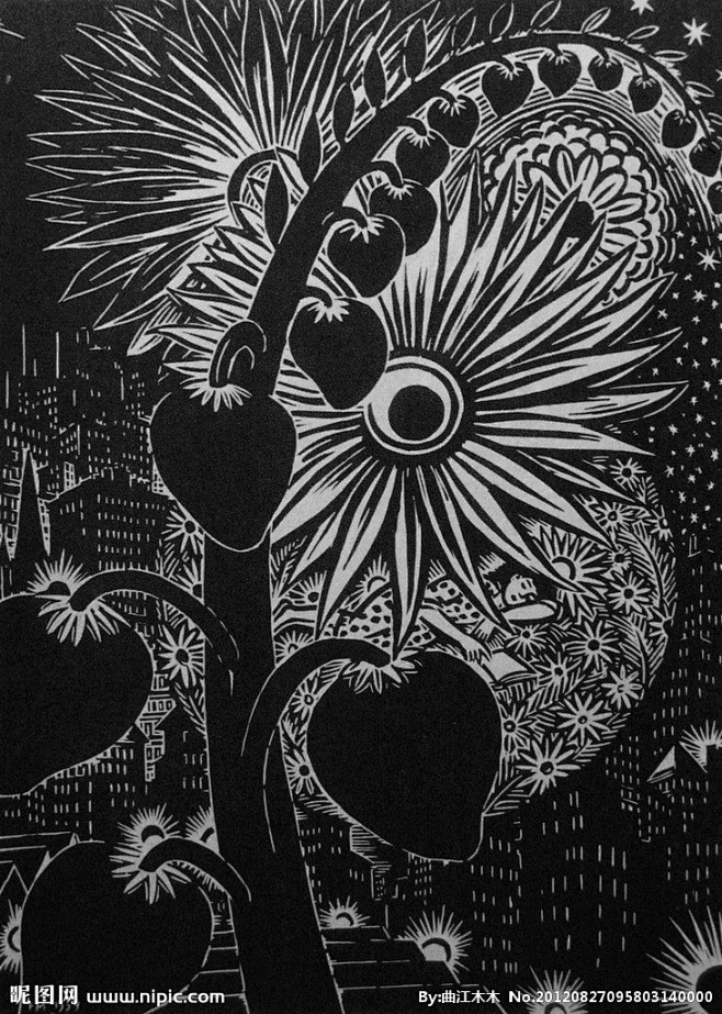 仙女的故事 木刻版画