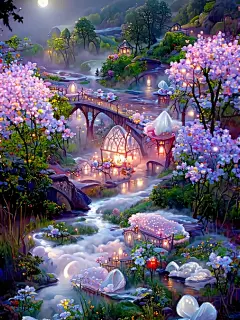 月下花园 |粉色系 | 壁纸