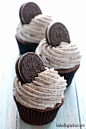 Moist double chocolate cookies and cream cupcakes with cream cheese frosting recipe from @bakedbyrachel: 