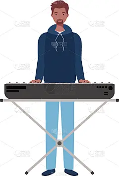 白色背景,青年男人,钢琴键,管弦乐队,音乐,爵士乐,乐队,男人,交响乐团,歌手